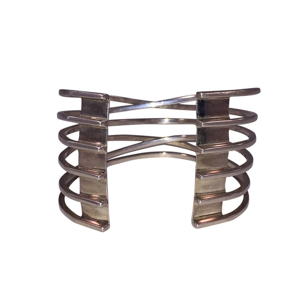 Women's Sterling Silver Cubist Woven Wire Cuff Bracelet